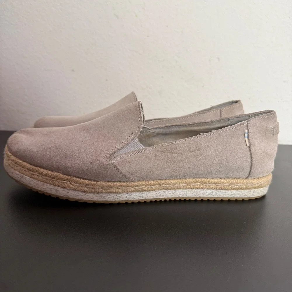 TOMS Palma Suede Platform‎ Espadrille Slip On Jute Shoes Womens 10 Minimalist